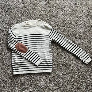 Striped Sweater with Elbow Patches